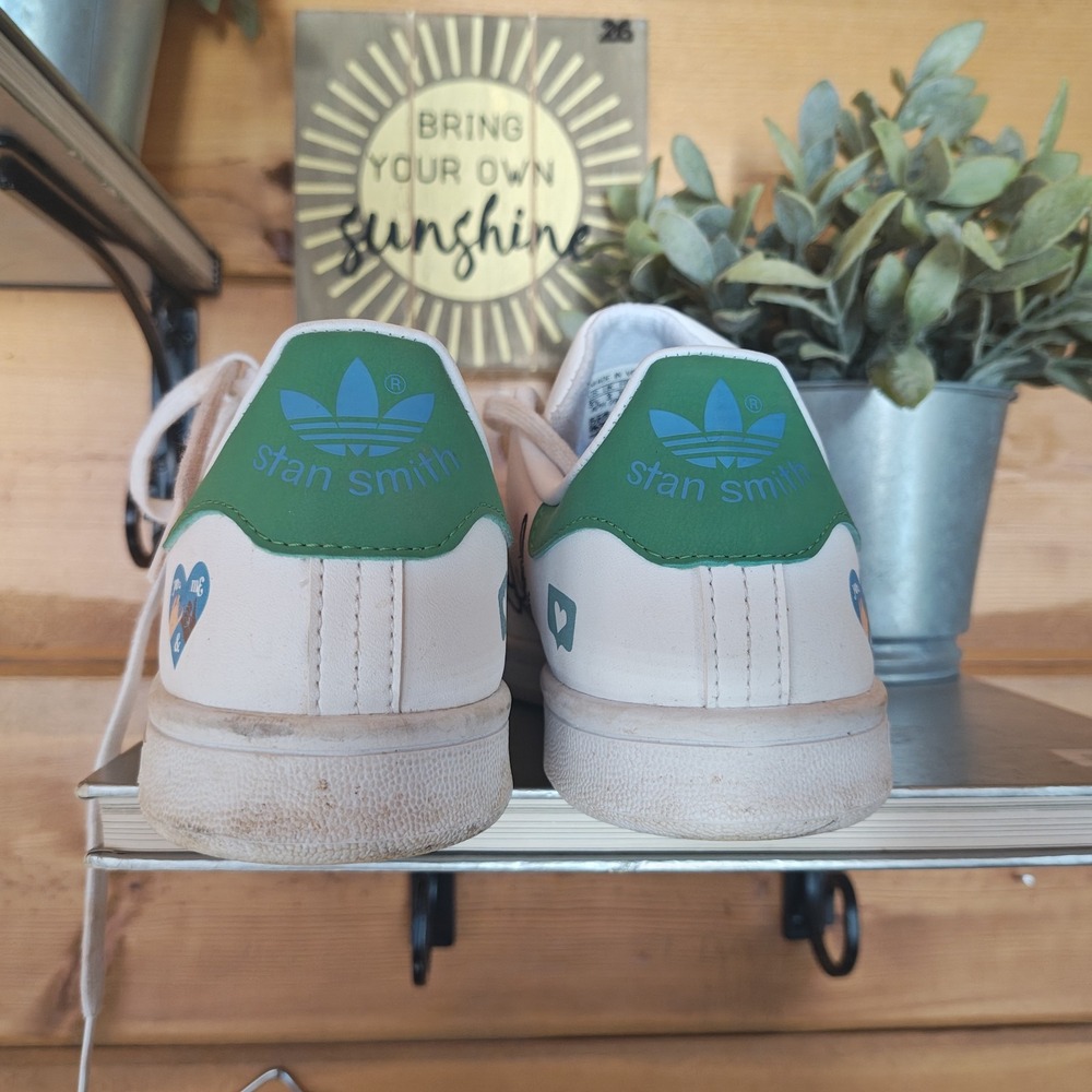 Adidas‎ Stan Smith Low Leather Trainers UK 3 US 3.5 EU35 GZ7384 White/Green - Picture 4 of 9